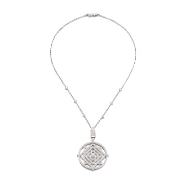 View full screen - View 1 of Lot 409. Diamond pendent necklace.