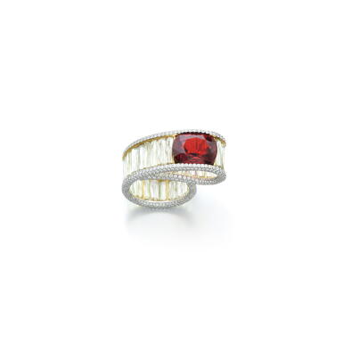View full screen - View 1 of Lot 564. Spinel and diamond ring.