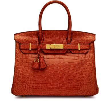 View full screen - View 1 of Lot 60. Brique Matte Niloticus Crocodile Birkin 30 Gold Hardware, 2011.
