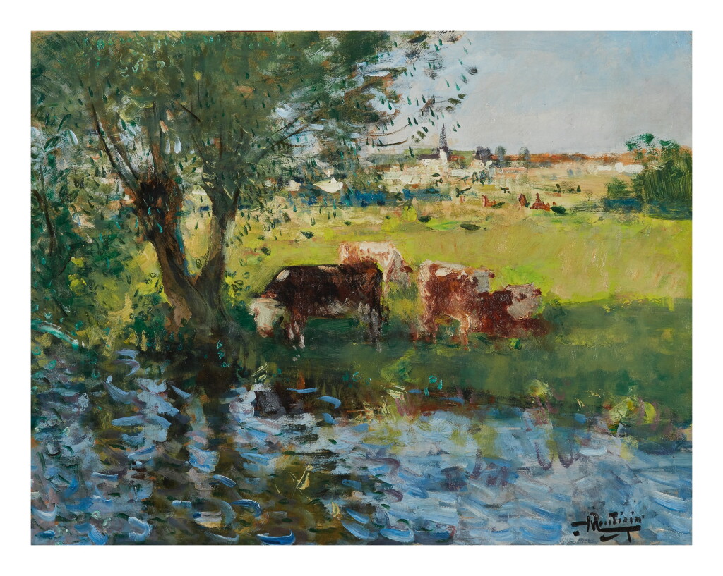 View full screen - View 1 of Lot 2. PIERRE EUGÈNE MONTÉZIN | ANIMAUX À L'OMBRE DU VIEUX SAULE.