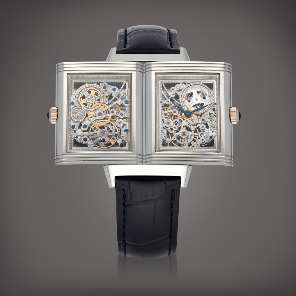 View full screen - View 1 of Lot 356. Reverso Platinum Number One, Reference 270.6.49 | A limited edition platinum skeletonized wristwatch | Circa 2003.