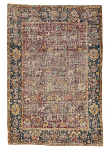 View full screen - View 1 of Lot 162. An Isphahan 'Animal' rug, Central Persia, early 17th century.