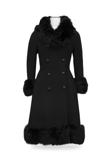 View full screen - View 1 of Lot 115. Nina Ricci, Haute Couture, circa 1967, Double-breasted gabardine coat with fur | Manteau à double boutonnage en lainage et fourrure.