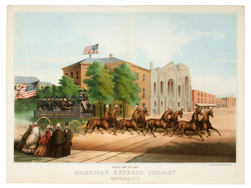 View full screen - View 1 of Lot 1056. (American Express) — J. Sage & Sons | Rare lithograph of one of the earliest depictions of the American Express Company.