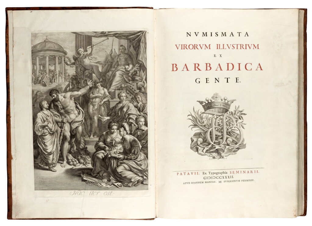 View full screen - View 1 of Lot 57. Barbarigo, Numismata virorum illustrium ex Barbadica gente, Padua, 1732, contemporary marbled calf.