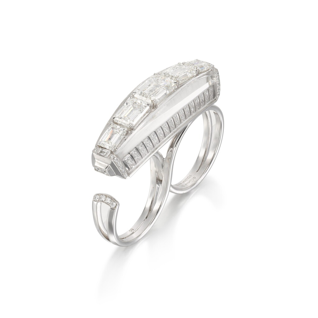 View full screen - View 1 of Lot 182. Diamond and Rock Crystal Double Ring.