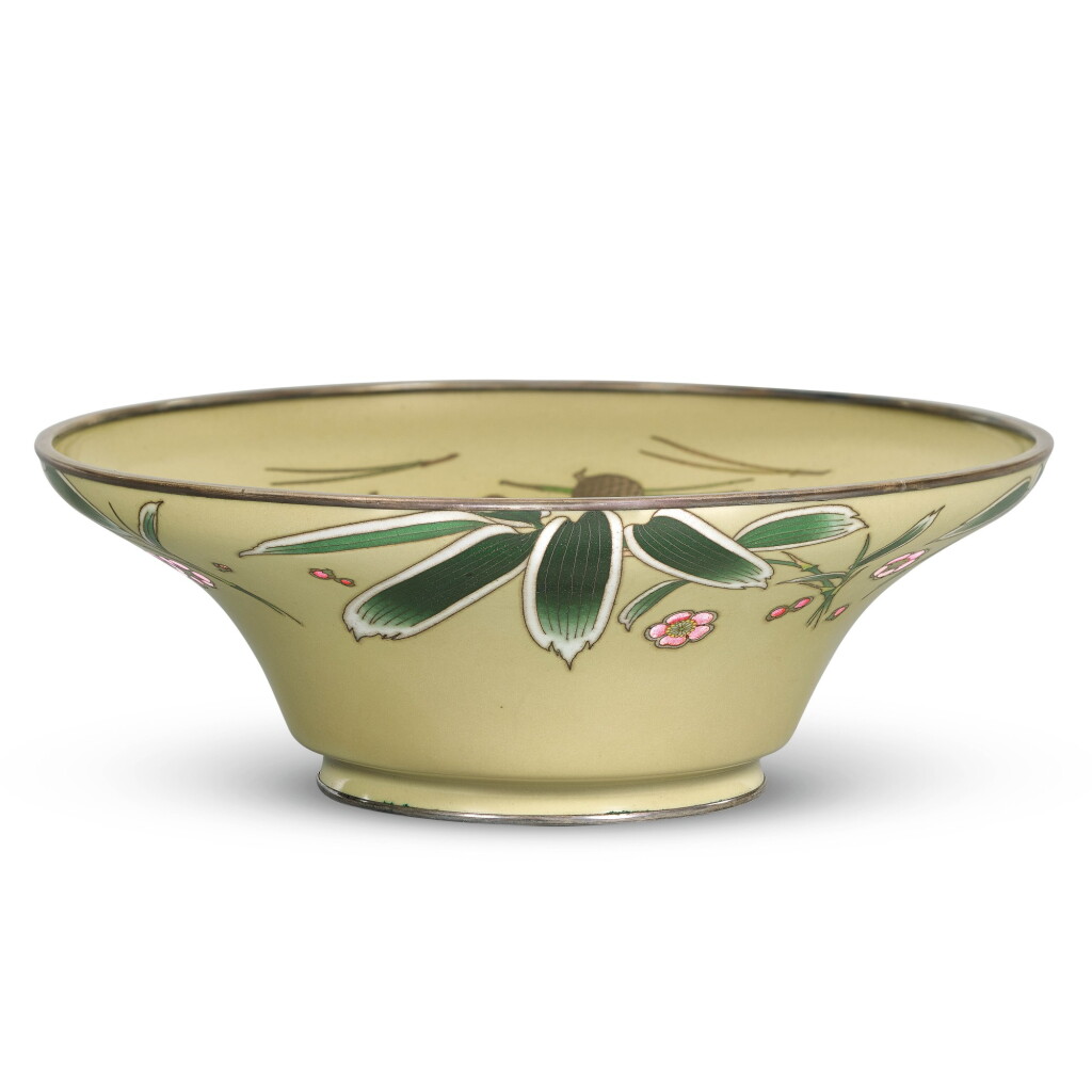 View full screen - View 1 of Lot 147. TWO CLOSIONNÉ ENAMEL BOWLS ONE WITH ANDO STUDIO MARK, MEIJI PERIOD, LATE 19TH CENTURY.