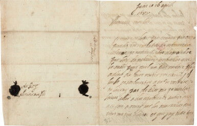 View full screen - View 1 of Lot 235. Queen Henrietta Maria | Autograph letter signed to her son Charles II, 16 April 1655.