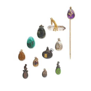 View full screen - View 1 of Lot 1049. Collection of gem set pendants and a tie pin.