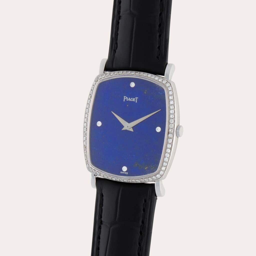 全螢幕檢視 - 查看213Reference 9741 A6 | A white gold and diamond-set wristwatch with lapis lazuli | Circa 1975的1