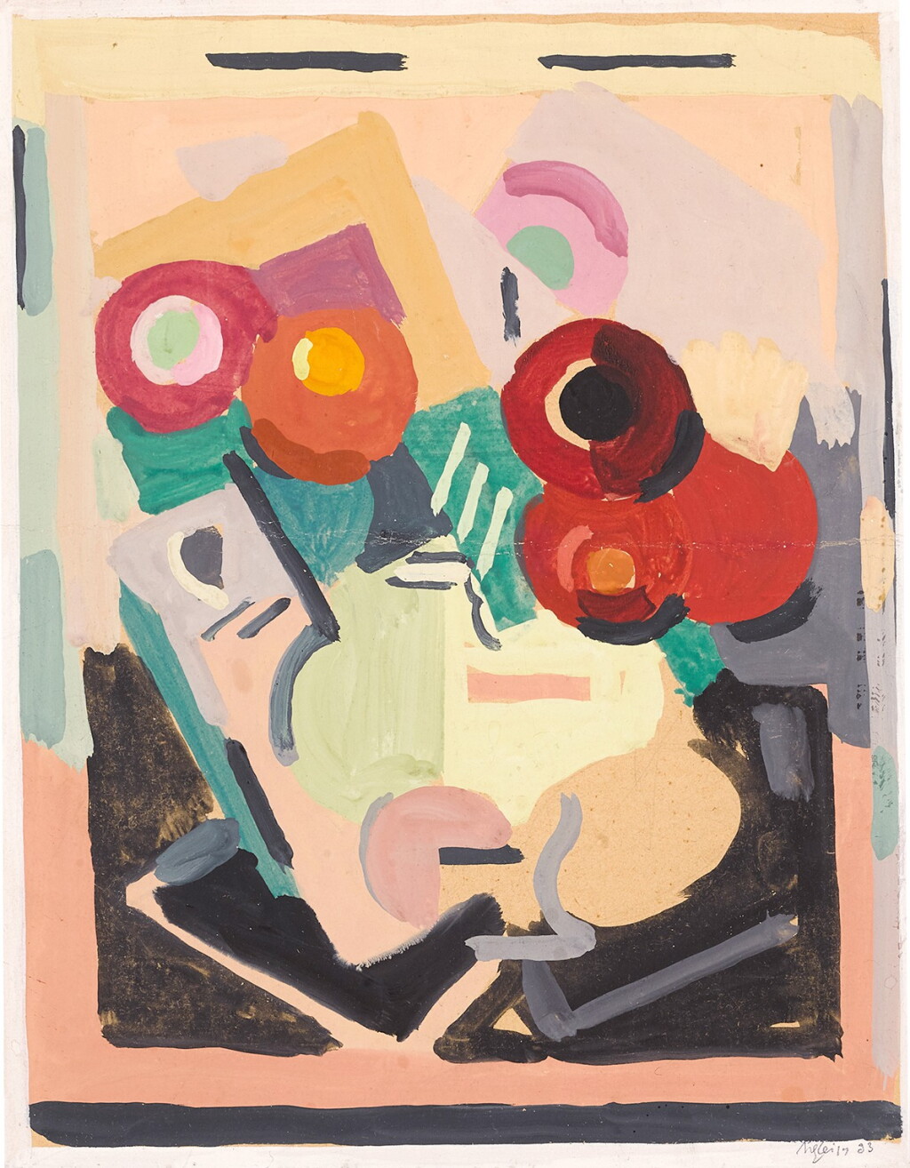 View full screen - View 1 of Lot 353. ALBERT GLEIZES | GOUACHE OU NATURE MORTE AUX FLEURS.