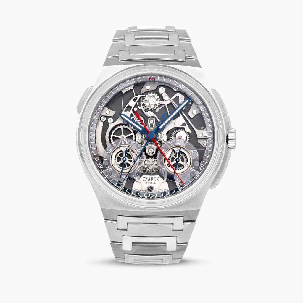 View full screen - View 1 of Lot 2111. Antarctique Rattrapante "Ice Blue" | A limited edition stainless steel semi-skeletonised split seconds chronograph wristwatch with bracelet, Circa 2024.