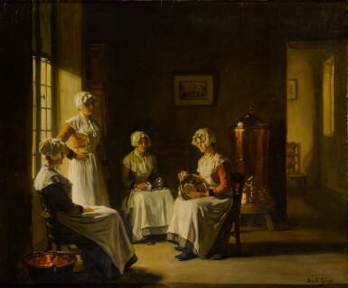 View full screen - View 1 of Lot 226. An Interior with Women Polishing Copper.