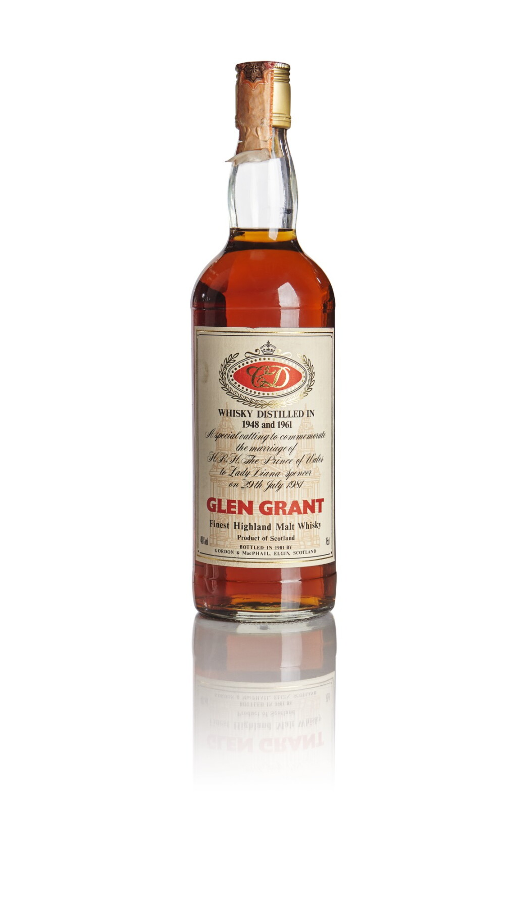 View full screen - View 1 of Lot 209. GLEN GRANT ROYAL MARRIAGE 1948 AND 1961 20 YEAR OLD 40.0 ABV NV .