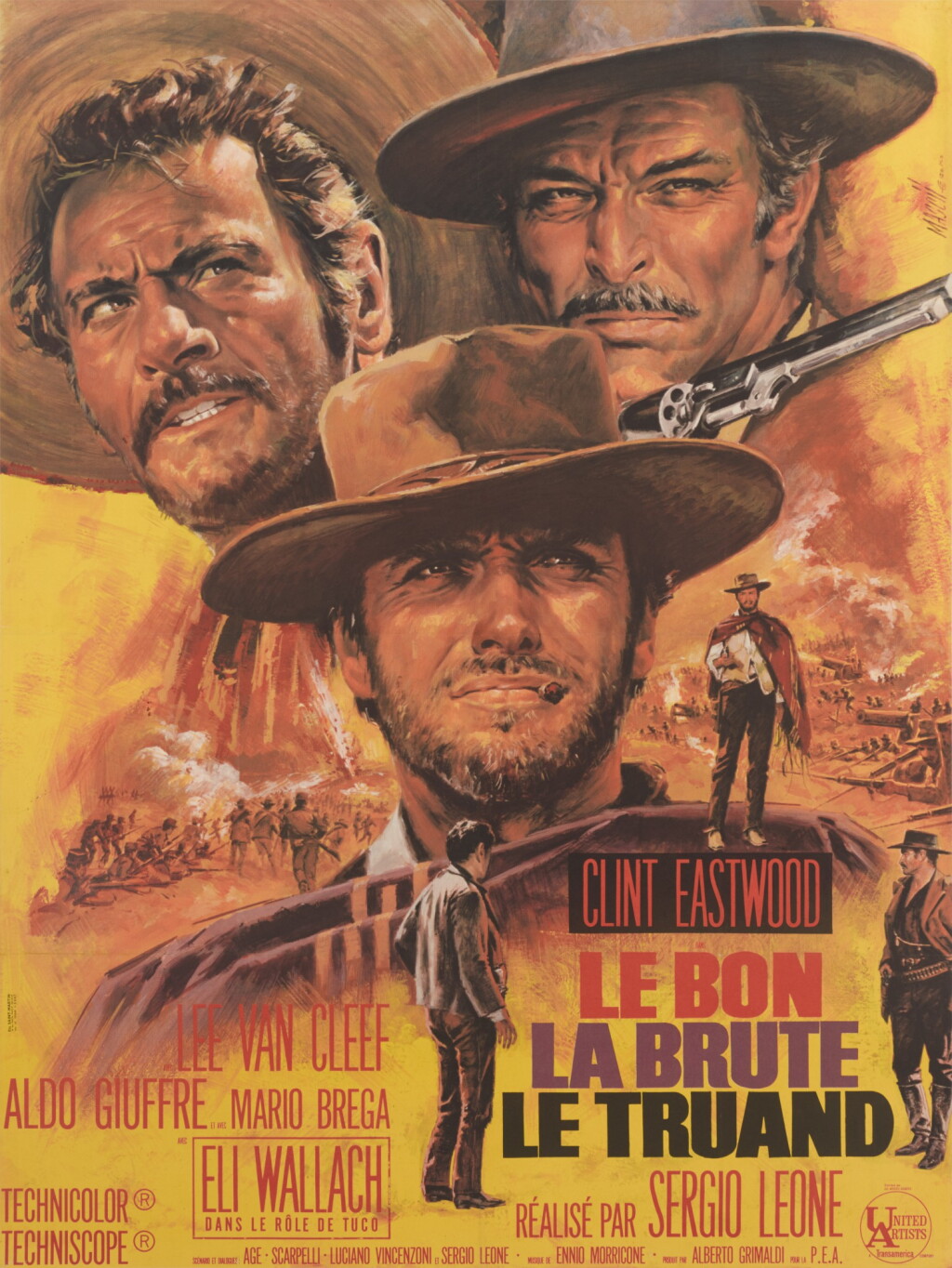 View full screen - View 1 of Lot 120. Il buono, il brutto, il cattivo/ The Good, the Bad and the Ugly/ Le Bon, la Brute et le Truand (1966), first French release poster (1968).
