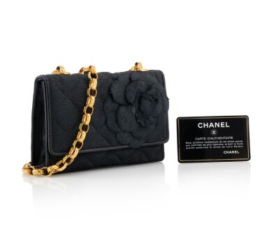 View full screen - View 1 of Lot 58. CHANEL | MIDNIGHT BLUE QUILTED FLOWER FLAP MINI .