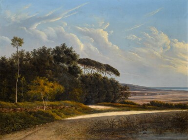 View full screen - View 1 of Lot 443. A view of the Roman Campagna with the Claudio aqueduct.