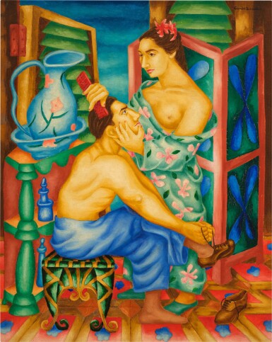 View full screen - View 1 of Lot 356. Mujer peinando a su amante.