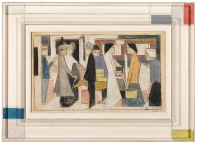 View full screen - View 1 of Lot 328. CHRIS BEEKMAN | HALTE STOOMTRAM (STREET SCENE).