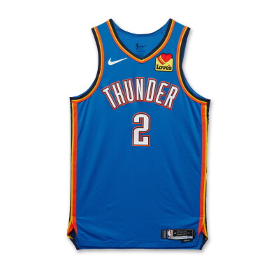 View full screen - View 1 of Lot 7. Shai Gilgeous-Alexander Oklahoma City Thunder 2024-2025 Kia NBA Tip-Off Game Worn Icon Edition Jersey .