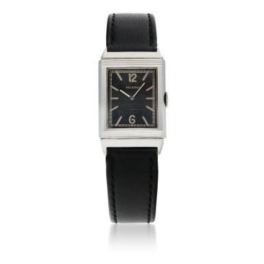 View full screen - View 1 of Lot 104. JAEGER-LECOULTRE | REVERSO STAINLESS STEEL REVERSIBLE WRISTWATCH CIRCA 1931.