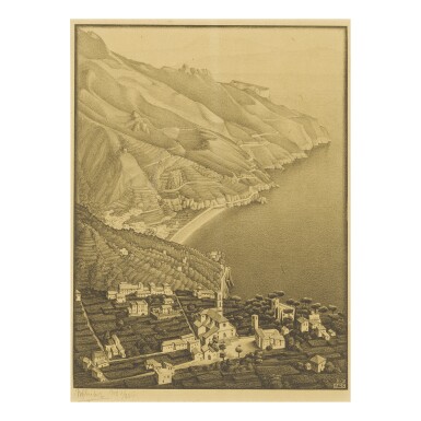 View full screen - View 1 of Lot 78. M. C. ESCHER | RAVELLO AND THE COAST OF AMALFI (BOOL/KIST/LOCHER/WEIRDA 152).