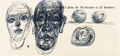 View full screen - View 1 of Lot 79. ALBERTO GIACOMETTI | TÊTE D'HOMME ET DE FEMME, TROIS POMMES.