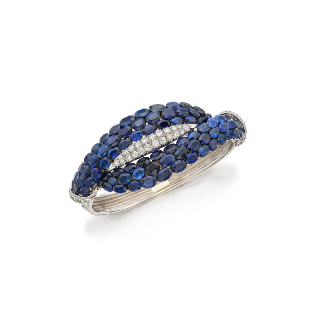 View full screen - View 1 of Lot 408. A Rare Sapphire and Diamond Bracelet, France | 梵克雅寶 | 藍寶石配鑽石手鏈,法國.