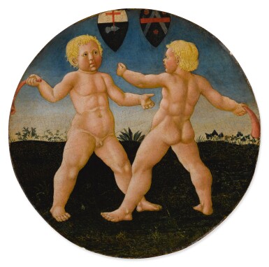 View full screen - View 1 of Lot 8. GIOVANNI DI SER GIOVANNI GUIDI, CALLED SCHEGGIA | TWO BOYS AT PLAY, A DESCO DA PARTO.