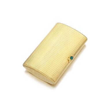 View full screen - View 1 of Lot 52. GOLD AND EMERALD CIGARETTE CASE.
