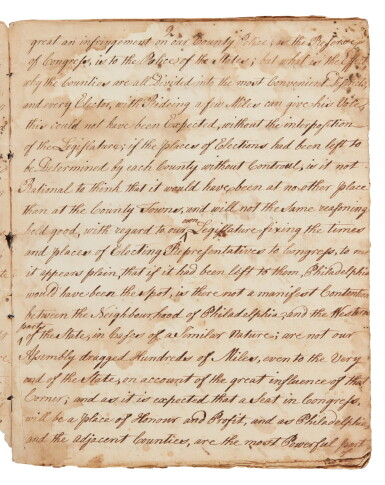 View full screen - View 1 of Lot 231. United States Constitution. Ratification | "there is no alternative between the adoption of this Constitution, and anarchy".