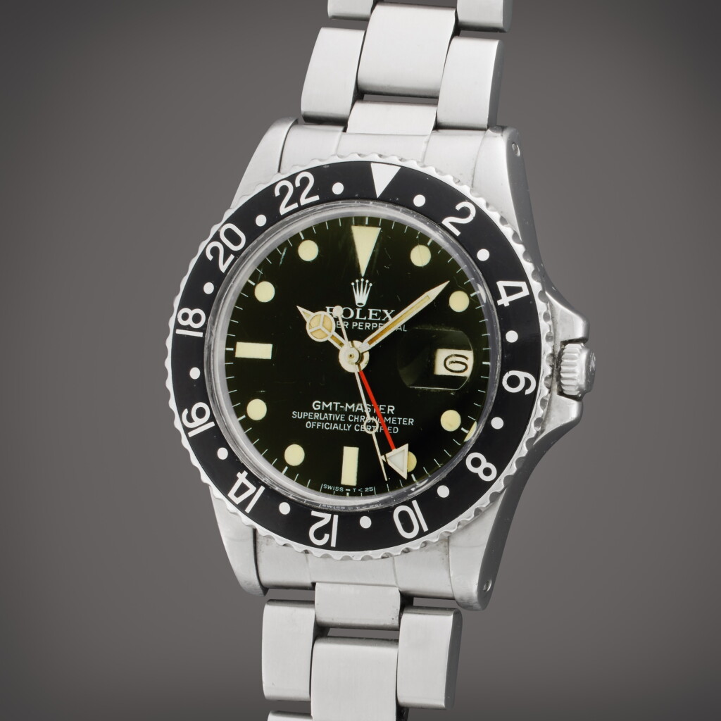 View full screen - View 1 of Lot 306. Reference 16750 GMT-Master | A stainless steel automatic dual time wristwatch with date and bracelet, Circa 1979.
