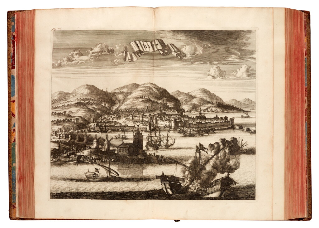 View full screen - View 1 of Lot 131. Olfert Dapper | Description exacte des isles de l'archipel, Amsterdam, 1703, contemporary calf.