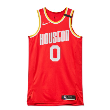 View full screen - View 1 of Lot 13. Russell Westbrook 2020 Houston Rockets 'BLACK LIVES MATTER' Game Worn Uniform.