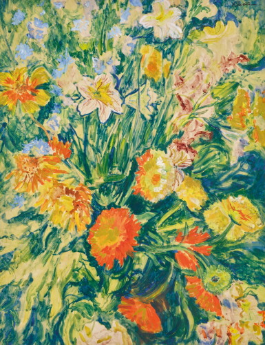 View full screen - View 1 of Lot 325. Salpiglossis, Marigold and Delphinium.