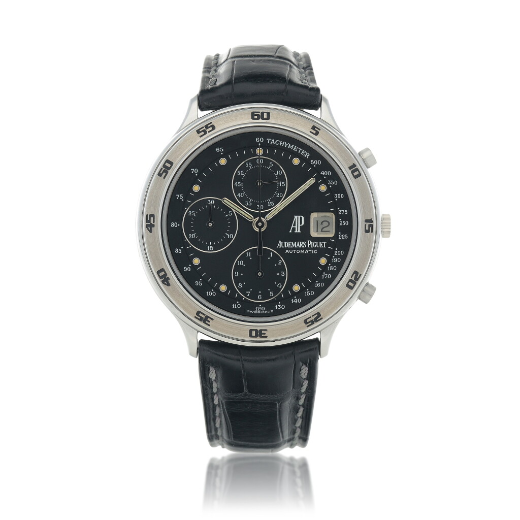 View full screen - View 1 of Lot 548. Huitième Chronograph Automatique, Ref. 25768ST Stainless steel wristwatch Circa 1997.