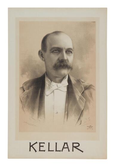 View full screen - View 1 of Lot 372. Kellar, Harry (Heinrich Keller) | A fine portrait poster of the American Nostradamus.