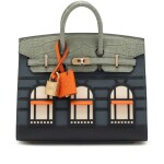 Limited Edition Gris Ciment Matte Alligator, Gris Misty and Craie Epsom, Orange H and Black Swift Faubourg Birkin 20 Sellier Permabrass Hardware, 2024