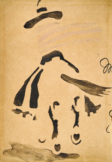 View full screen - View 1 of Lot 6. JACK B. YEATS, R.H.A. | STENCIL OF A PIRATE ON A HORSE; STENCIL OF A COWBOY.