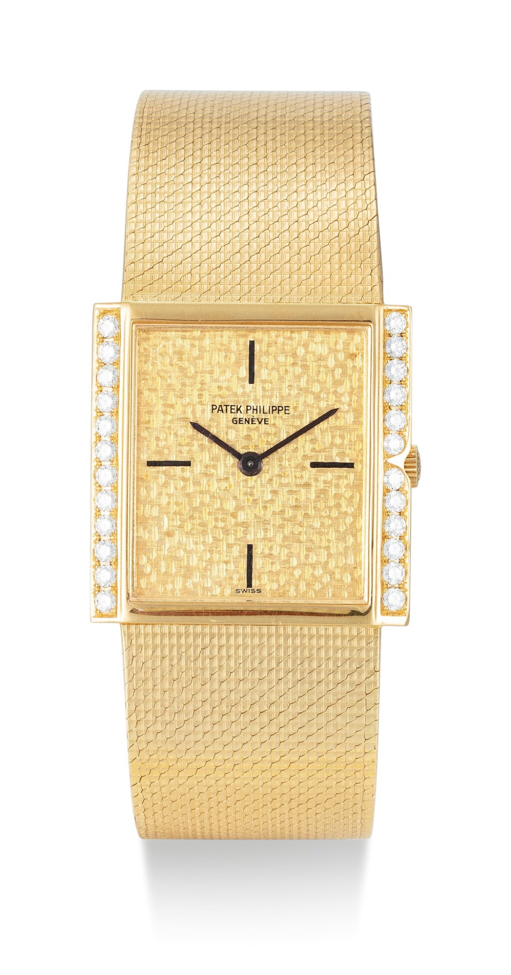 View full screen - View 1 of Lot 43. PATEK PHILIPPE | REFERENCE 3491, A YELLOW GOLD AND DIAMOND-SET BRACELET WATCH, CIRCA 1965.