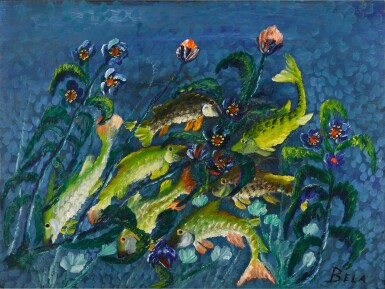 View full screen - View 1 of Lot 11. Banc de poissons.