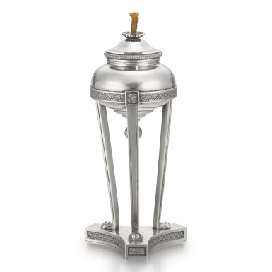 View full screen - View 1 of Lot 139. A Fabergé silver table lighter, 1st Silver Artel, St Petersburg, 1908-1917 .