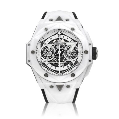 View full screen - View 1 of Lot 2302. Big Bang Unico Sang Bleu II, Reference 418.HX.2001.RX.MXM21 | A limited edition ceramic and titanium semi-skeletonised flyback chronograph wristwatch with date, Circa 2021 | 宇舶 | Big Bang Unico Sang Bleu II 型號418.HX.2001.RX.MXM21 | 限量版陶瓷及鈦金屬半鏤空飛返計時腕錶,備日期顯示,約2021年製.