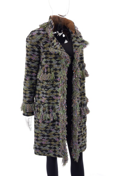 View full screen - View 1 of Lot 161. MULTICOLOR FRINGED COAT, CHANEL.
