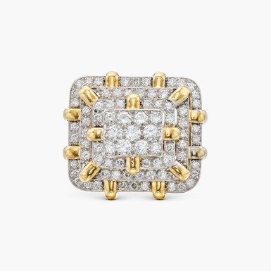 View full screen - View 1 of Lot 286. Gold and Diamond Ring .