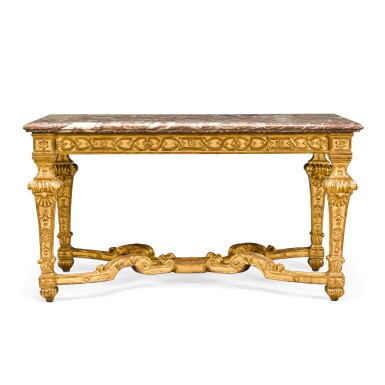 View full screen - View 1 of Lot 4. A Régence giltwood centre table, early 18th century.