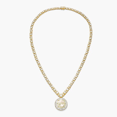 View full screen - View 1 of Lot 1407. Diamond Pendent Necklace | 11.08 克拉 圓形 W至X色 鑽石 項鏈.