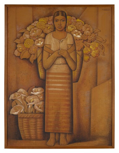 View full screen - View 1 of Lot 422. Mujer con flores.