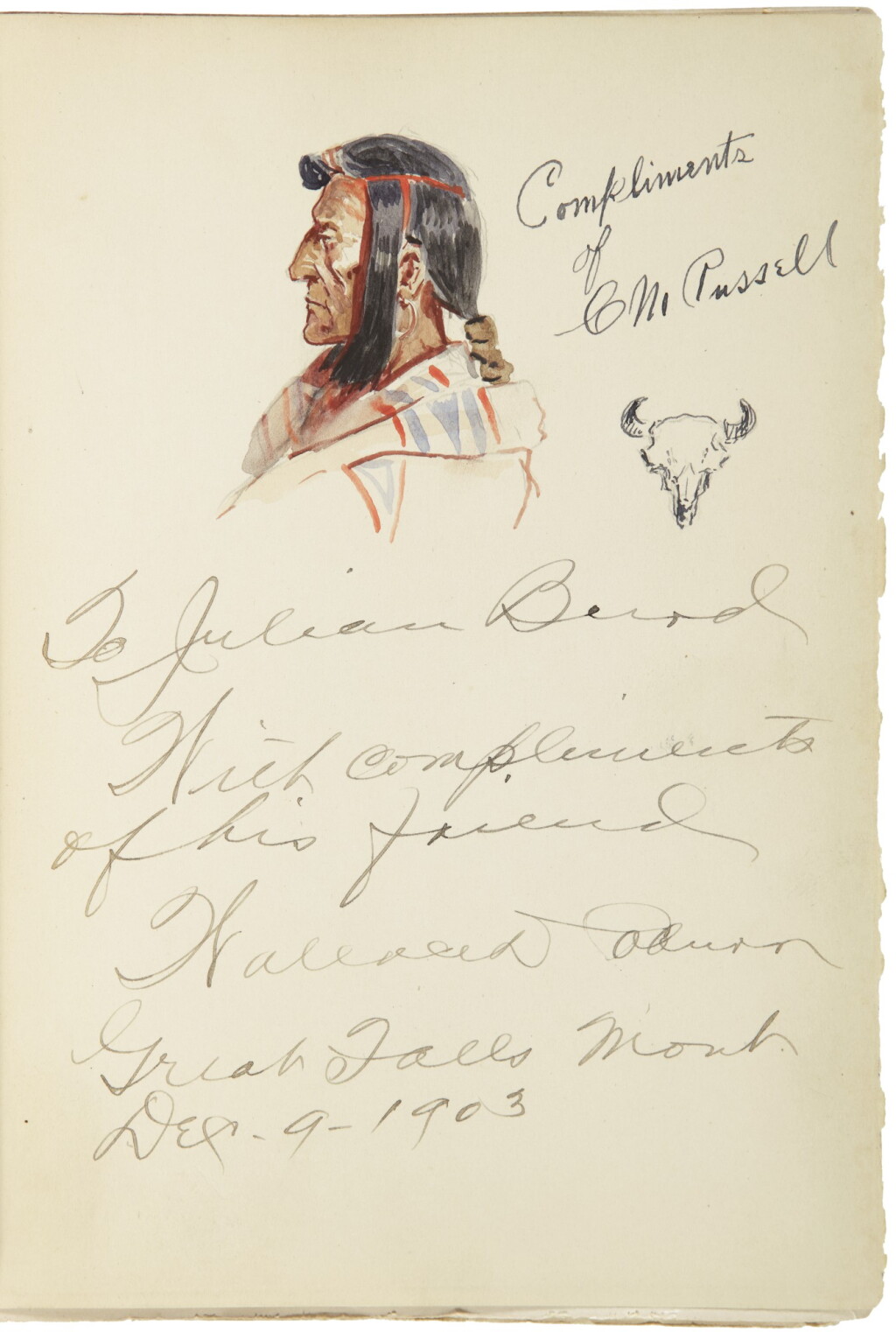 View full screen - View 1 of Lot 2149. Russell, Charles M. Original watercolor sketch in Coburn's Rhymes from a Round-up Camp.