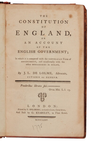 View full screen - View 1 of Lot 107. English Constitution | The principle of balanced government.